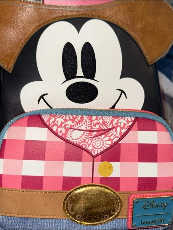 Loungefly Disney Cowboy Western Mickey Mouse Cosplay Backpack Cowboy Denim NWT - Picture 5 of 6